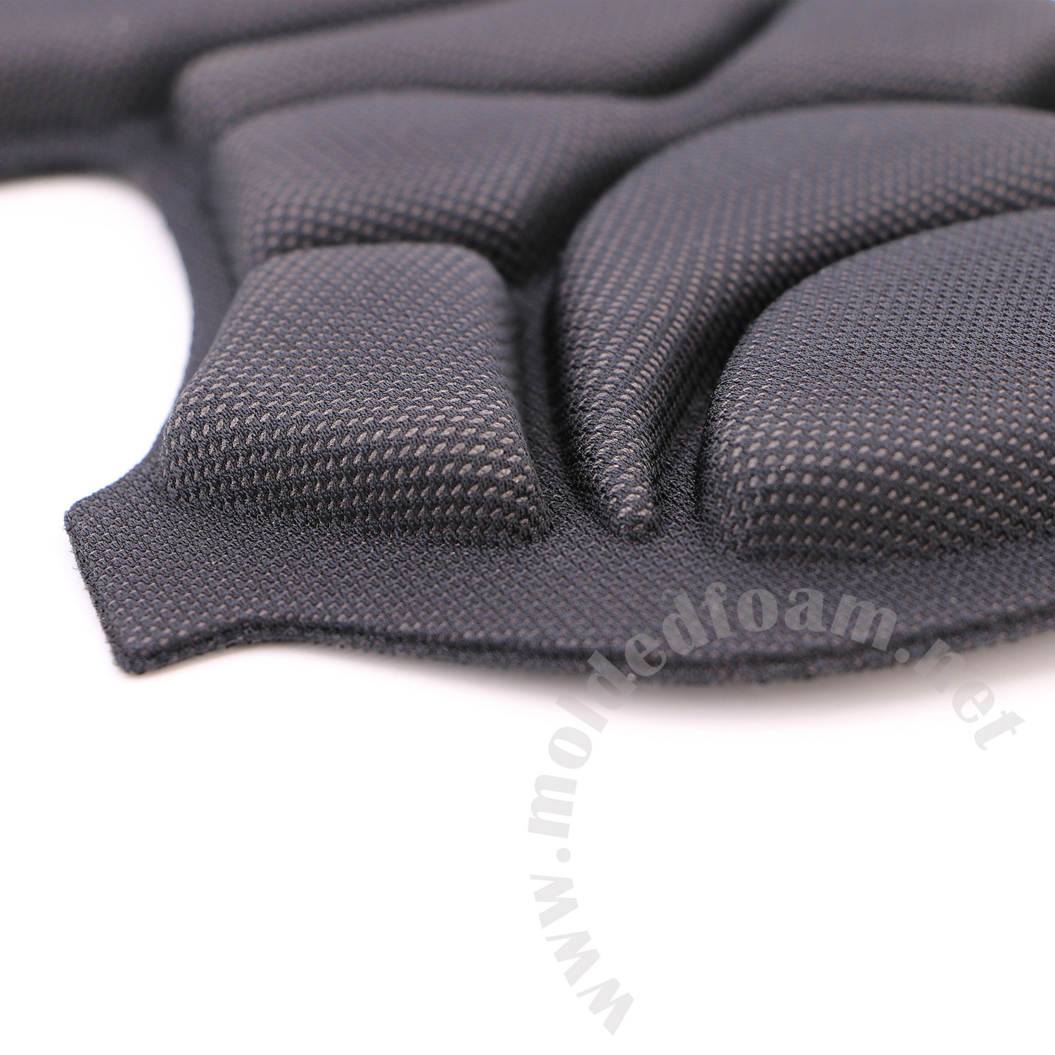 Molded EVA foam parts in high density with flexible mesh coated for back support