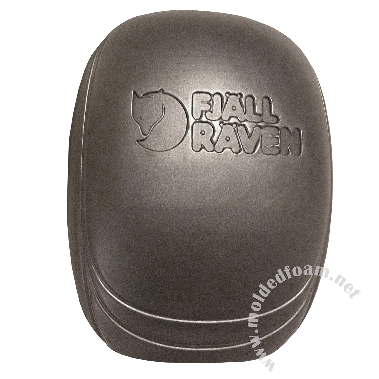 Molded foam products for removable knee pads with embossed logo